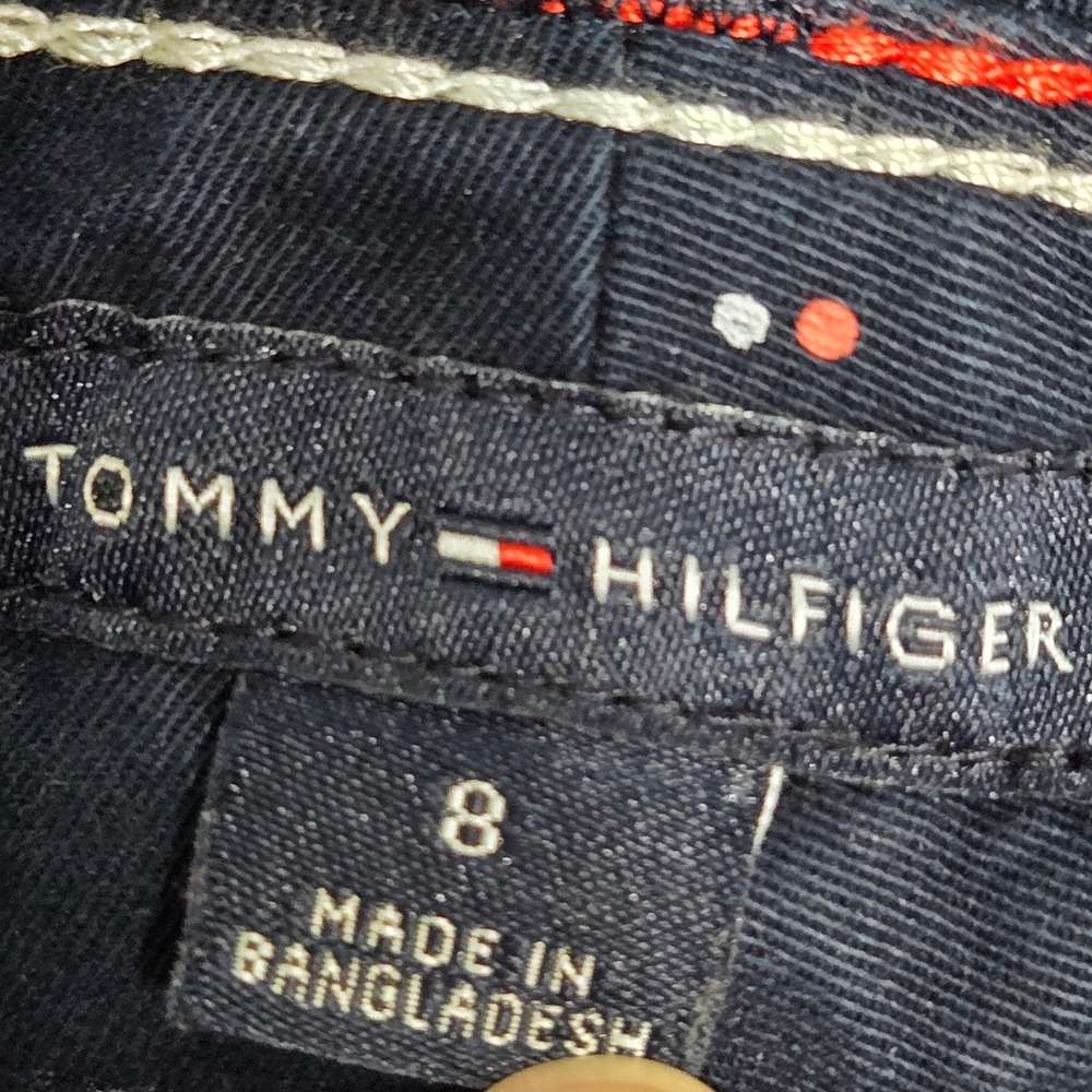 Tommy Hilfiger Hampton Stretch Slim Chino Navy Blue Dots Pants Mid Rise Size 8 - Picture 9 of 13
